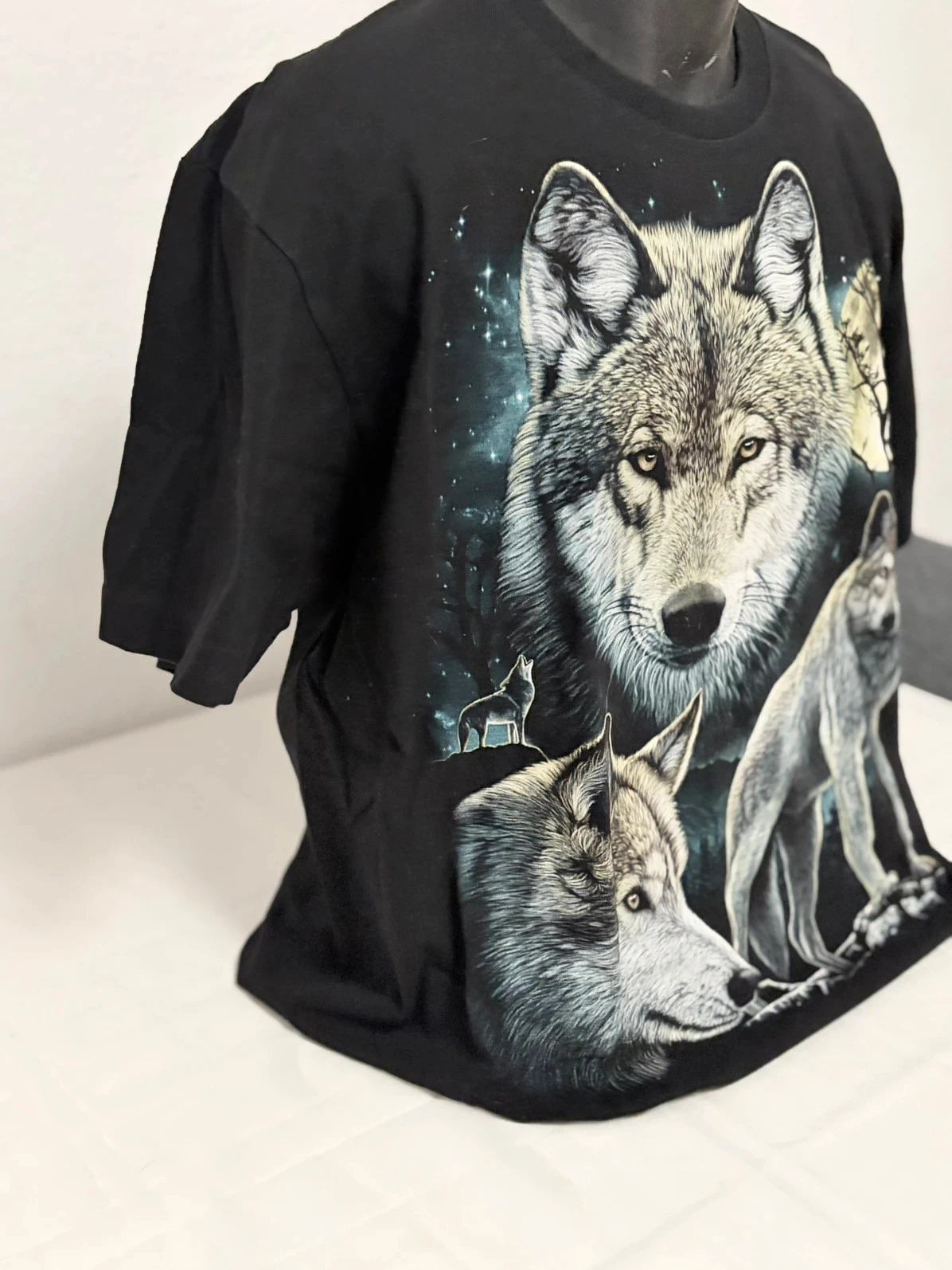 Men's black The Roxx full moon wolves short sleeve t-shirt 100% cotton XL – photo 5